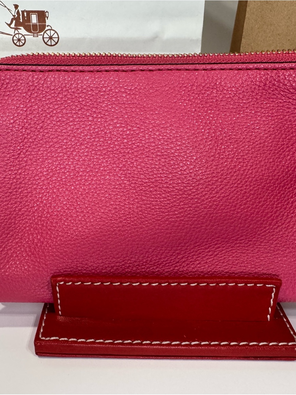 COACH Pink Pebbled Leather Zip Wristlet - Picture 2 of 8
